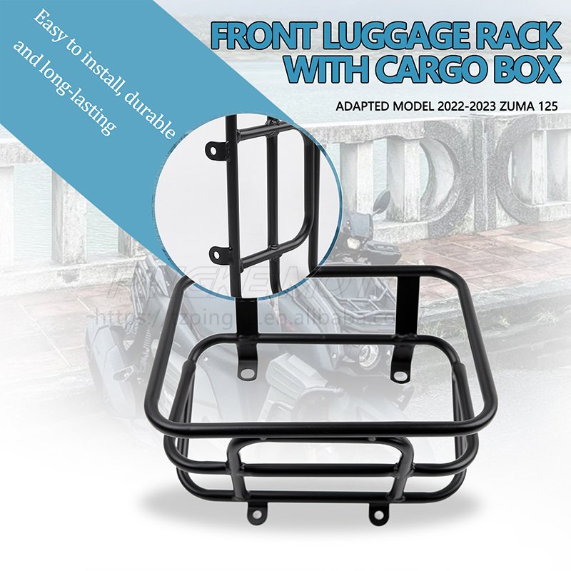 Motorcycle Zuma Front Luggage Rack Car Basket Basket Made of High Quality Heavy Iron Scooter Shopping Basket, Matte Black