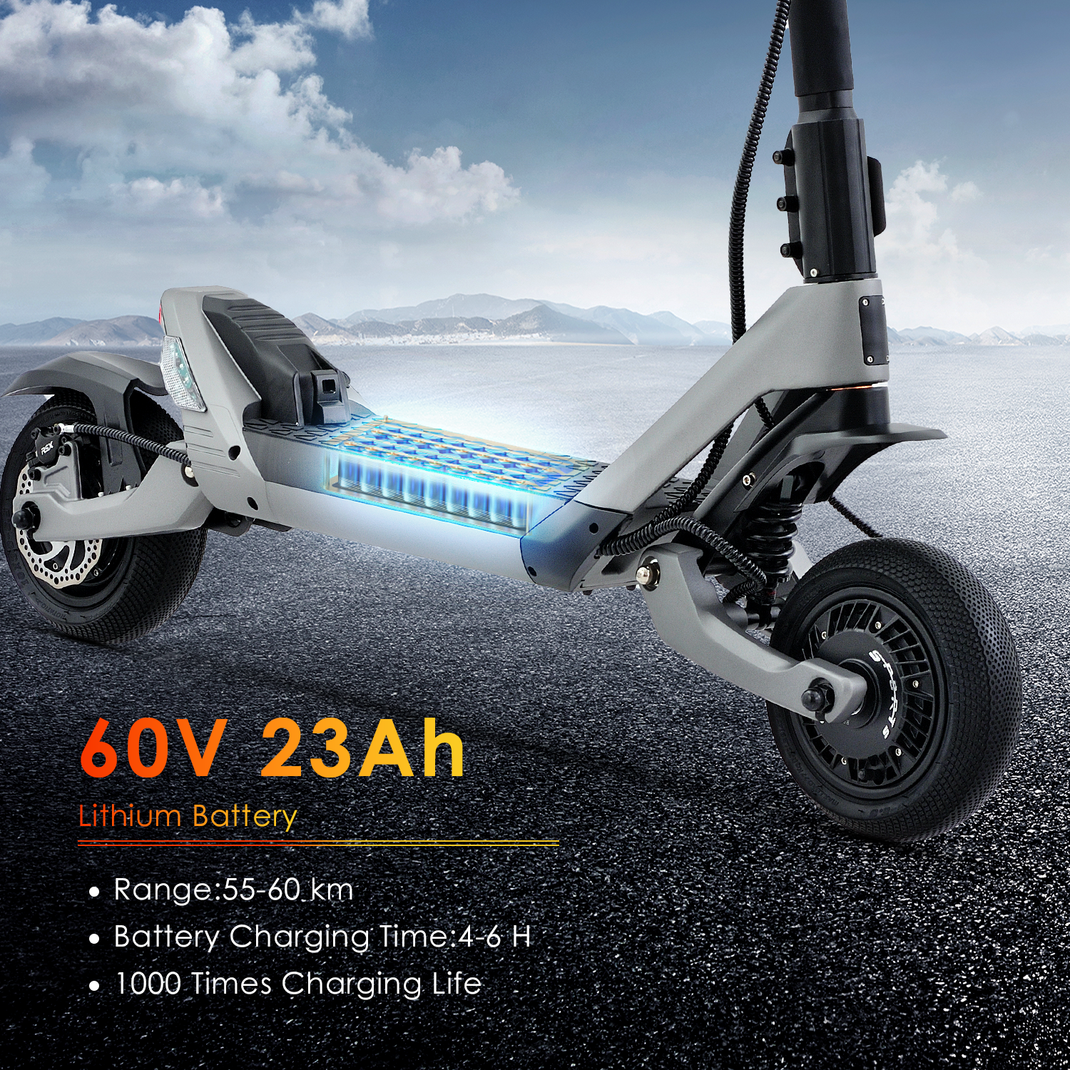 HEZZO EU US Warehouse Electric Scooter 60V 3200W Dual Motors Foldable Off Road Fat Tire 23Ah Moped Scooter Escooter for Adult
