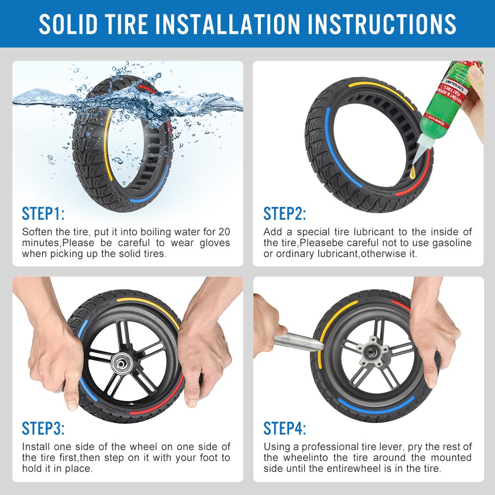 9.5x2.5 Factory Direct Sales Colorful Wheel Electric Scooter Solid Tires for Niu Electric Scooter Wheel Inner Tyres
