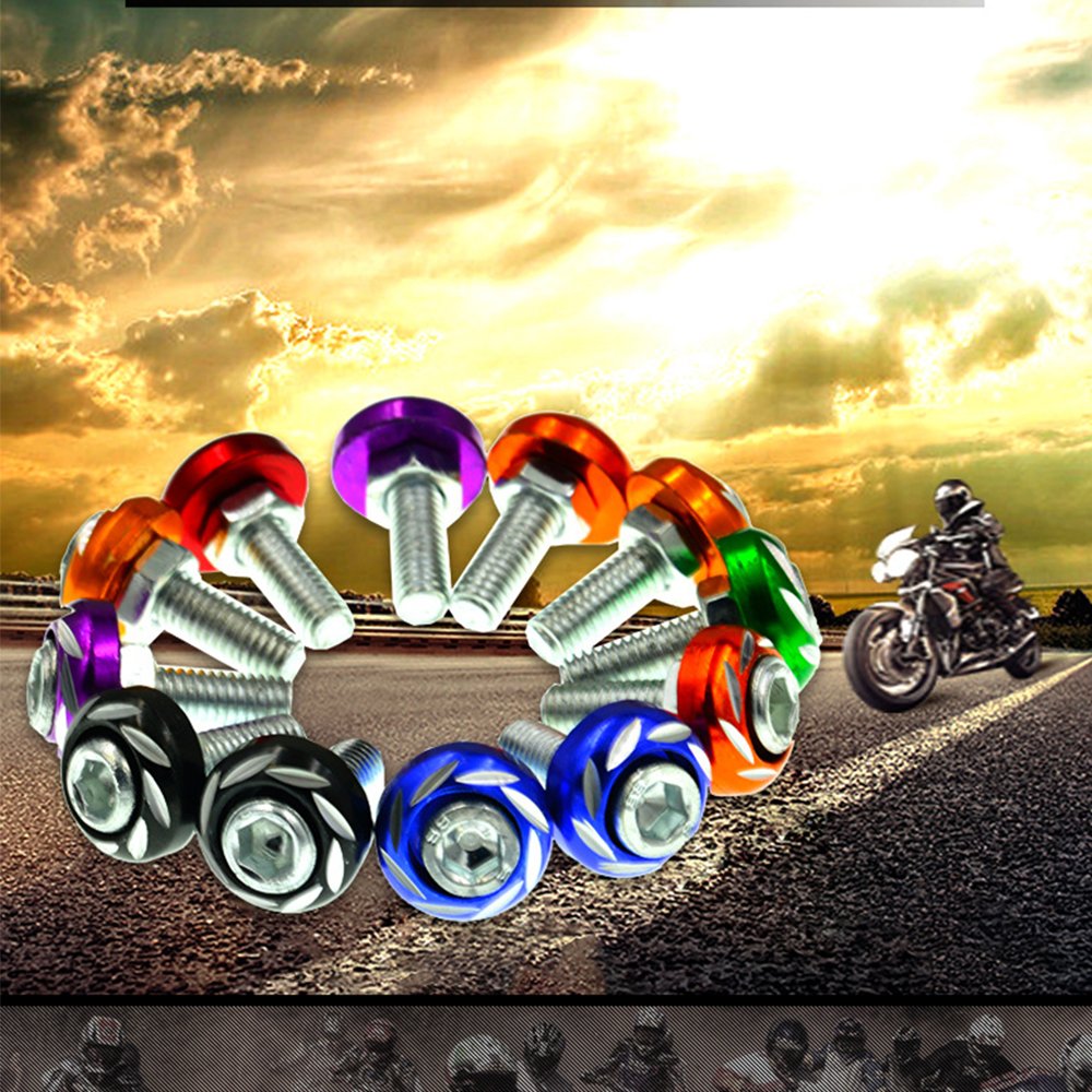 Motorcycle Electric Vehicle Modification Installation Screw 6mm Bolt Nut Scooter Decoration Round Carving Color Screw