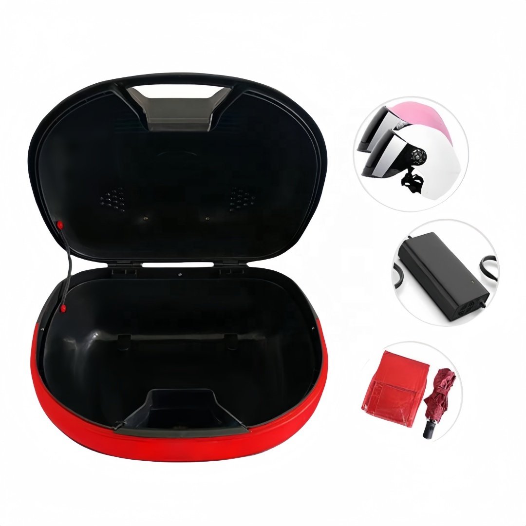 Fashion Waterproof Motorcycle Tail Boxes Backrest Plastic Motorcycle Accessories With Upper-frame For Delivery Large Capacity