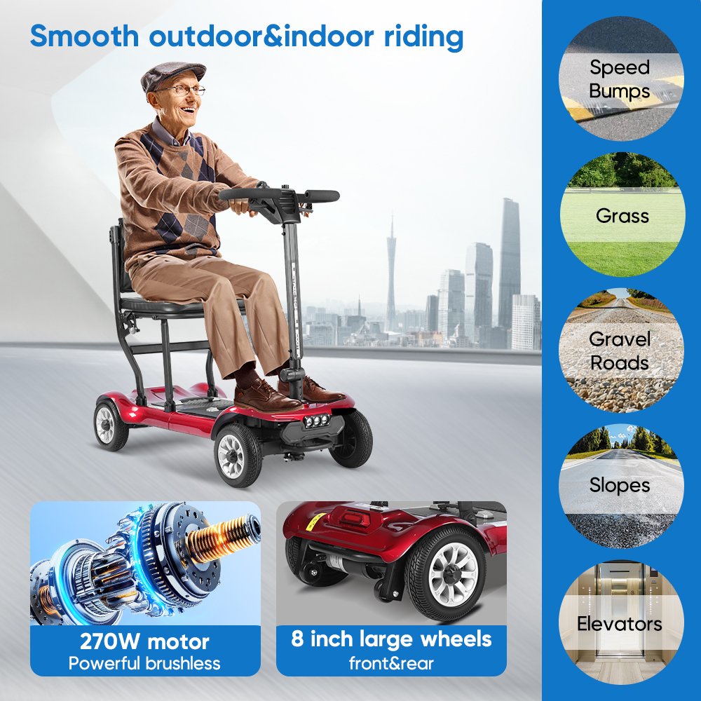 Travel Long Range 24v 24Ah Two Batteries 18kg Lightweight Mobility Scooter Cheap Portable Folding Handicapped Scooter For Sale