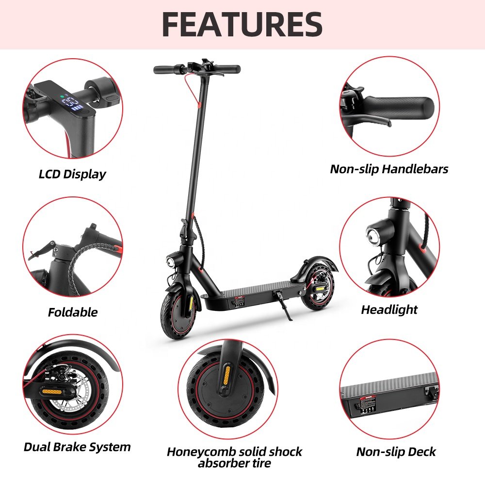 DDP free tax europe warehouse 36V 7.5Ah 350w Skateboard Foldable E scooter Electric Scooter Adult dropshipping