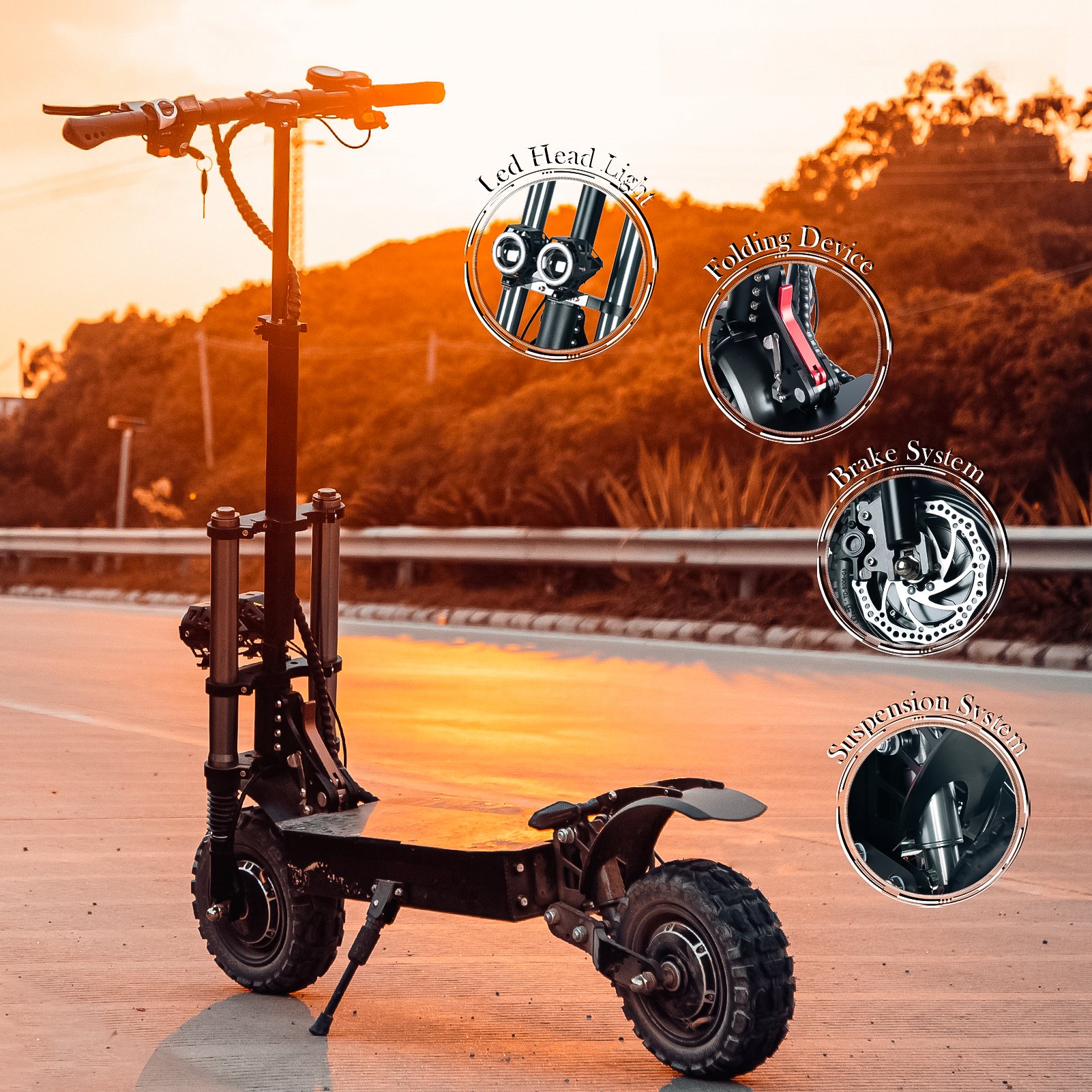 6000W 60V Fast Scooter With Big Off Road Wheel And Type Shock Absorption Electric Scooters USA UE STOCK