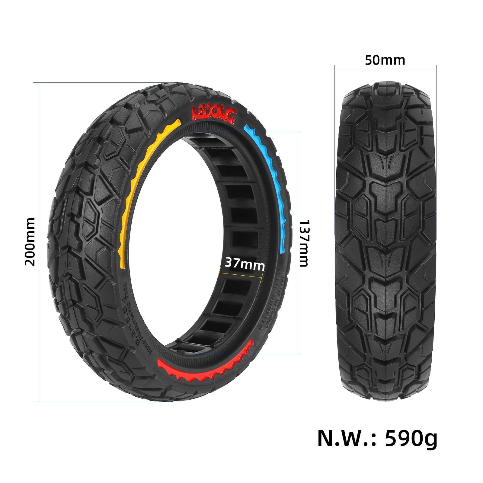 8.5 Inch Scooter Tire 8.5*2.0 Off Road Solid Tire With 3 Colour For Xiaomi E-Scooter Spare Parts Wheel Tubeless Solid Tire