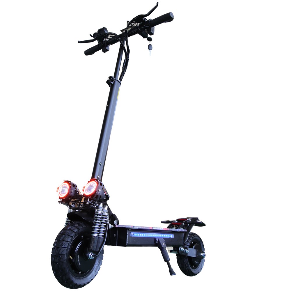Double Motors 10inch off road tire 48V 52V 2400w new folding electric scooter ignition key with Rear indicator lights