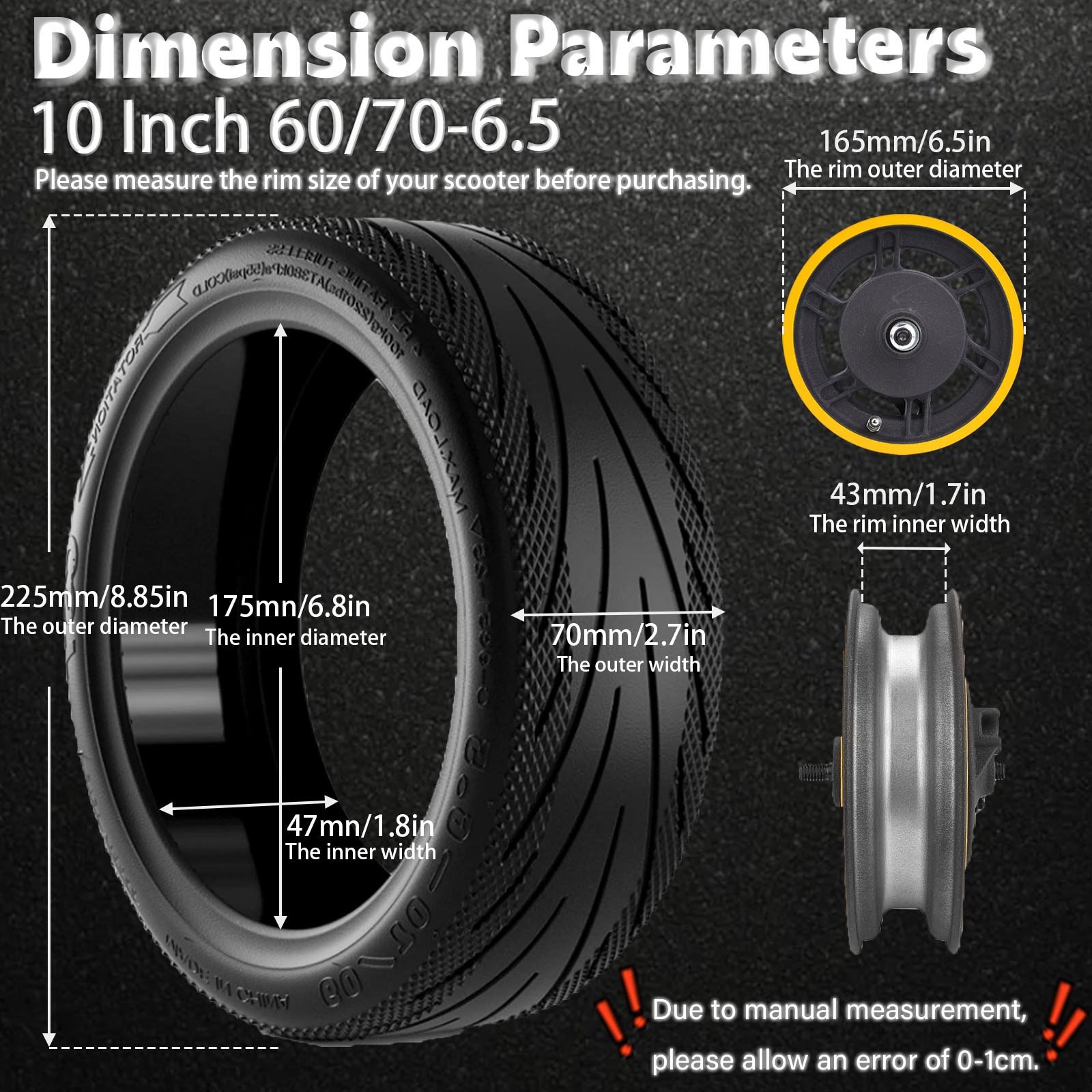 10 inch 60/70-6.5 vacuum Tire self-repairing explosion-proof tires suitable For Max G30 Hiboy MAX3 10 Inch Electric Scooter Tyre