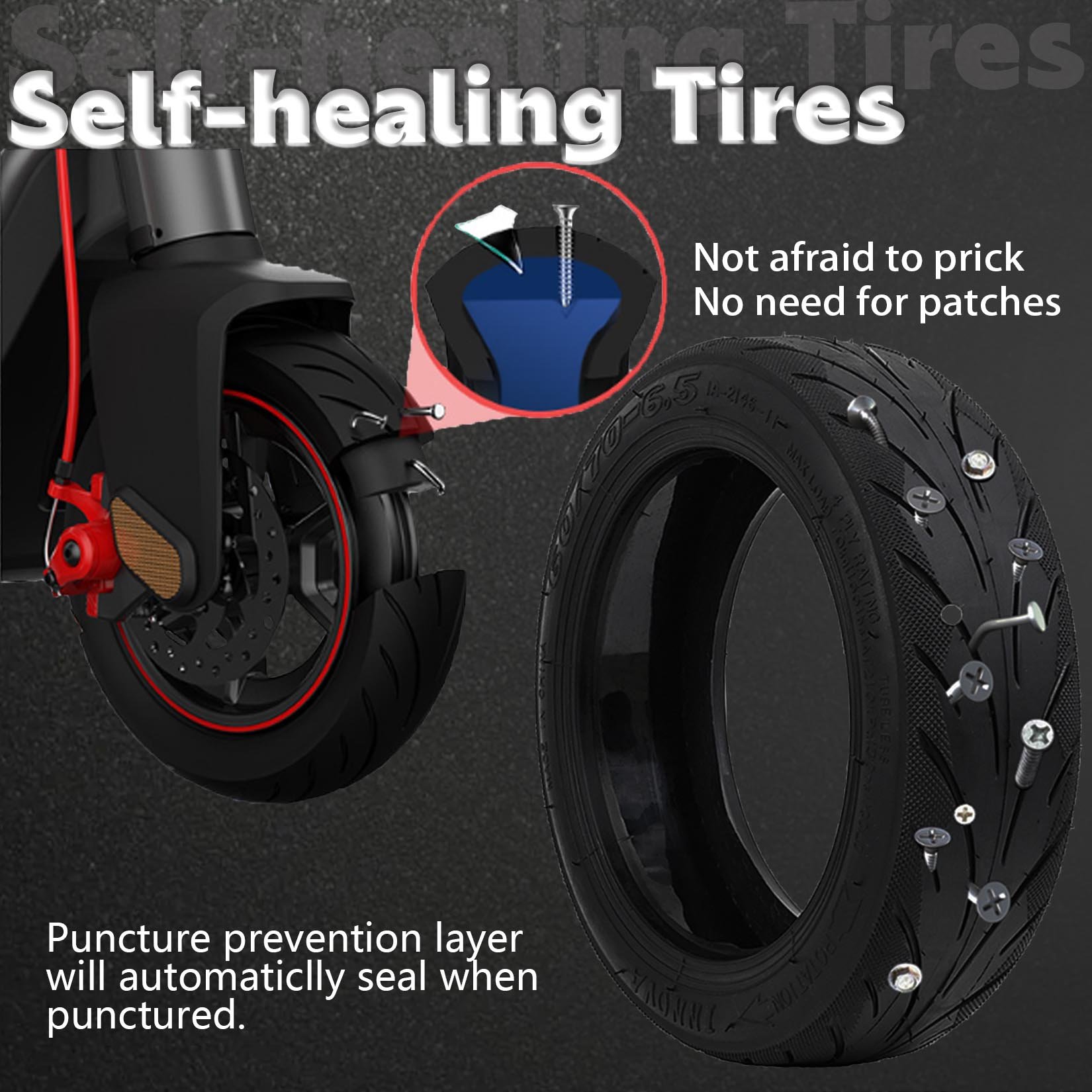 10 inch 60/70-6.5 vacuum Tire self-repairing explosion-proof tires suitable For Max G30 Hiboy MAX3 10 Inch Electric Scooter Tyre