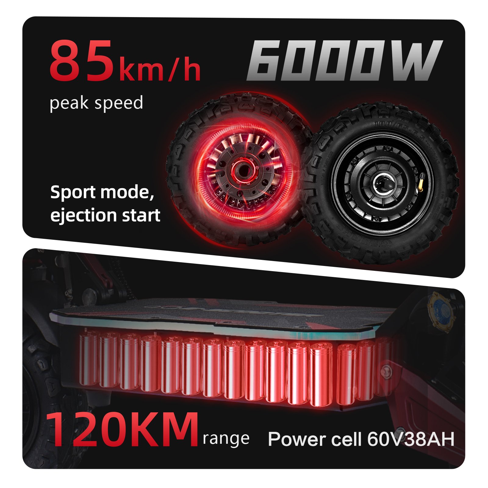 EU USA Warehouse S5 Electric Scooter for Adult 6000W, Up to 74 Mlies Powerful Escooter Off Road Electric Scooter