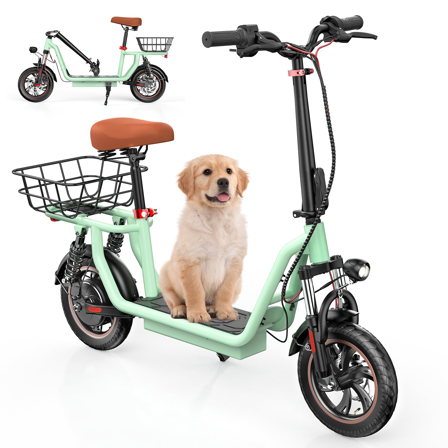UK stock iScooter i12 500W with seat and basket 25km/h green for adults electric scooters