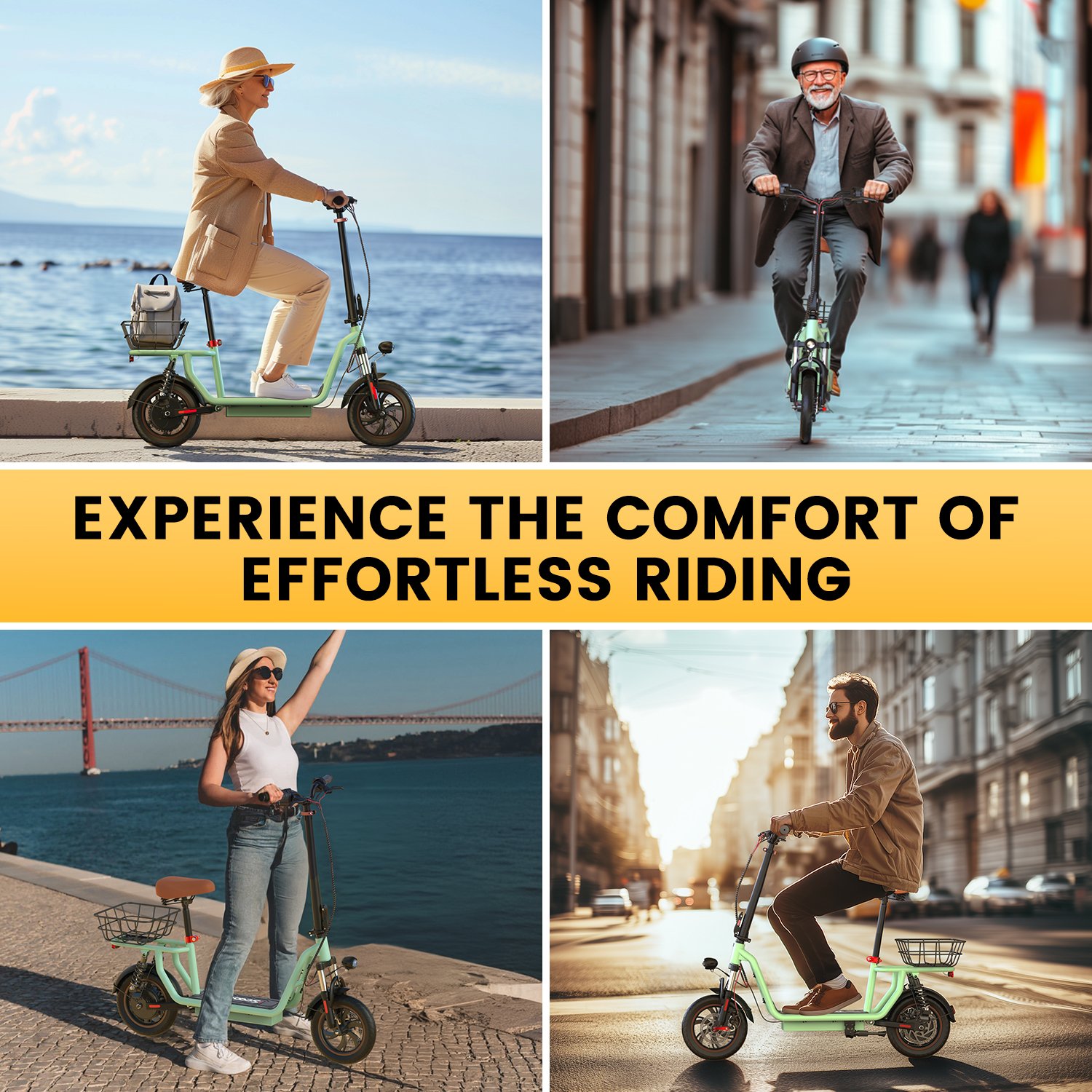 UK stock iScooter i12 500W with seat and basket 25km/h green for adults electric scooters