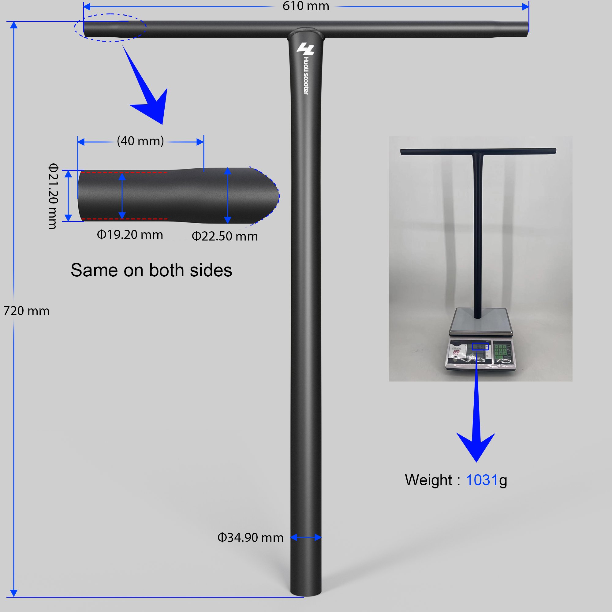 Upgrade Super Light Strong 4130 chromoly Steel Butted Bar 720mm*610mm Custom Pro Stunt Kick Scooter Handlebar SCS Scooter Bar
