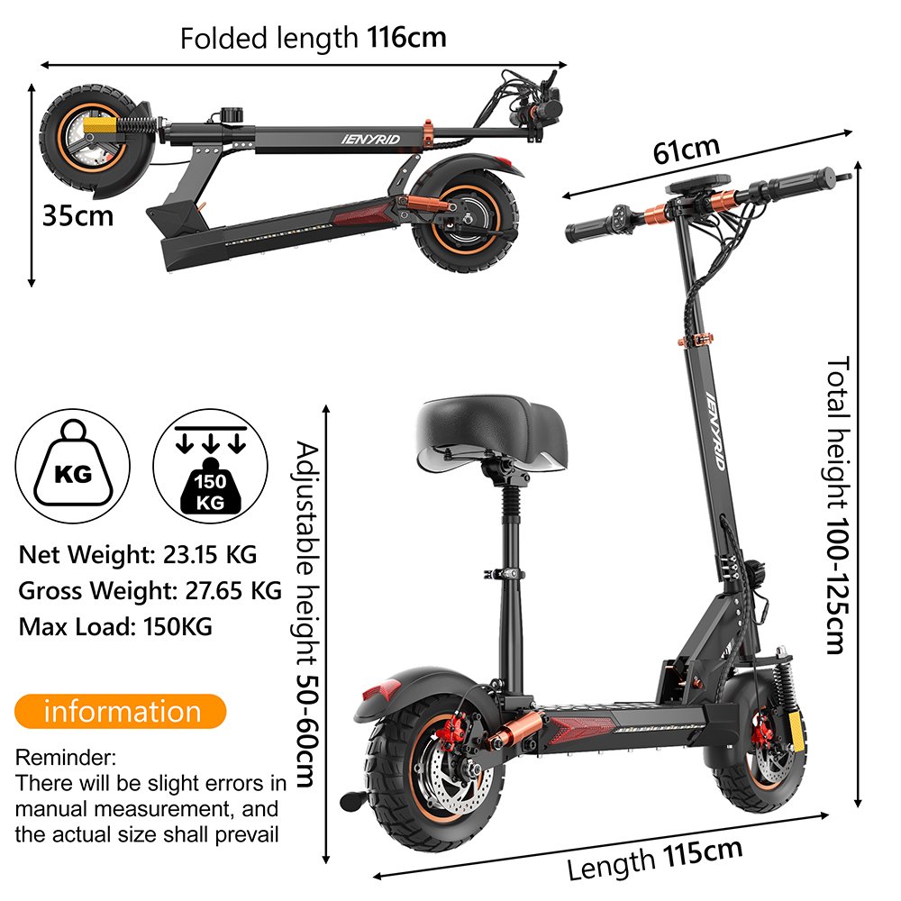 UK Warehouse Dropshipping 48v 800w iENYRID M4 PRO S+ Electric Scooter Electric Motorcycle Tricycles Max Speed 45km/h Unisex 6-8h