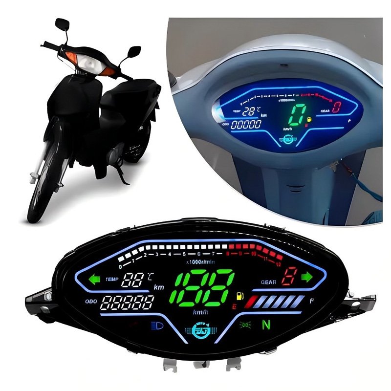 Motorcycle Scooter Digital RPM Dashboard odometer LED Digital Speedometer For BIZ100 C100 2002-2005