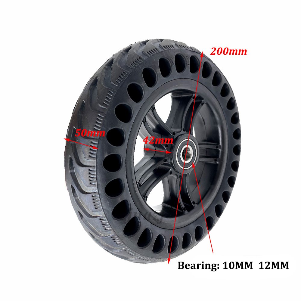 200x50 Solid Wheel with 12MM Bearing for Mini Electric Scooter Parts 8x2 Inch Non Pneumatic Auxiliary Front Wheel