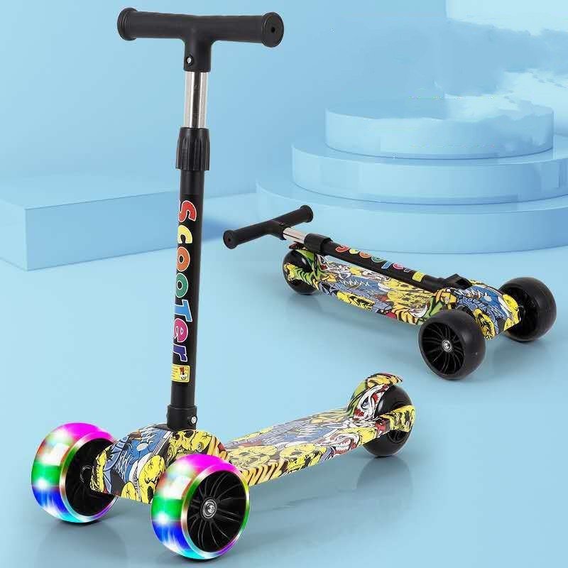 Hot Sale 3 Wheels Adjustable Height Skateboard Foldable Kick Kids Foot Electric Scooter With For Girls Child