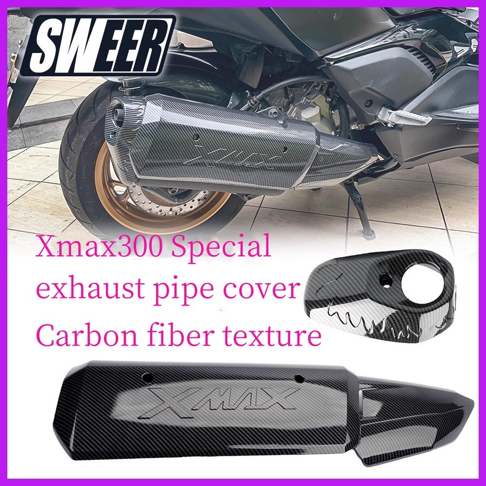 xmax300 carbon fiber exhaust pipes cover body plastic parts for yamaha motorcycles xmax 300 accessories