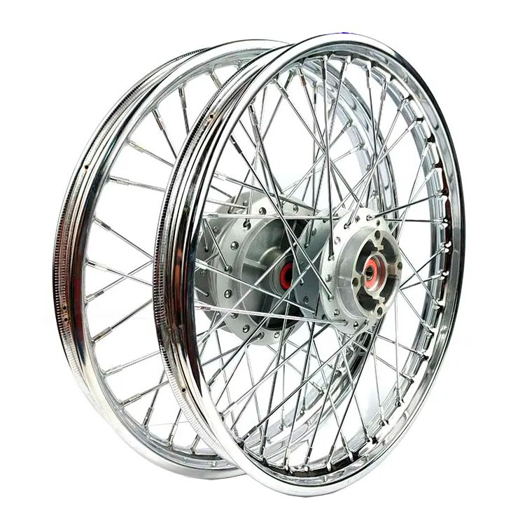 Wave 110i/125i Motorcycle F1.4x17 R1.6x17inch Multi Spokes Shining Stainless Steel Front & Rear Wheels Rims for Honda Motorbike