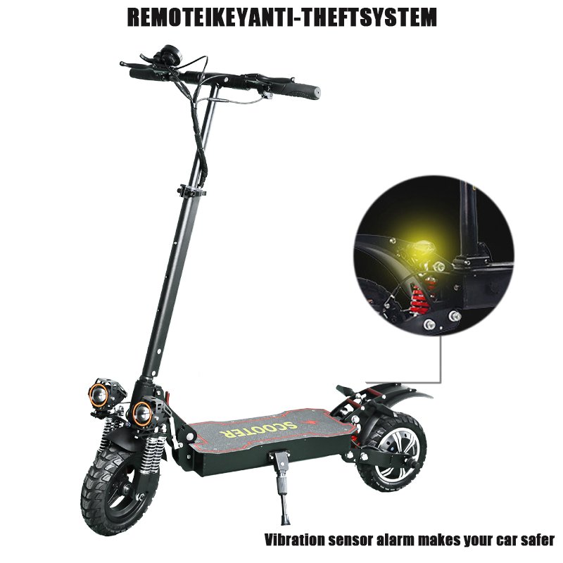 2024 europe warehouse lithium battery Folding 10 inch off-road 50km/h long range adult electric scooter with a seat