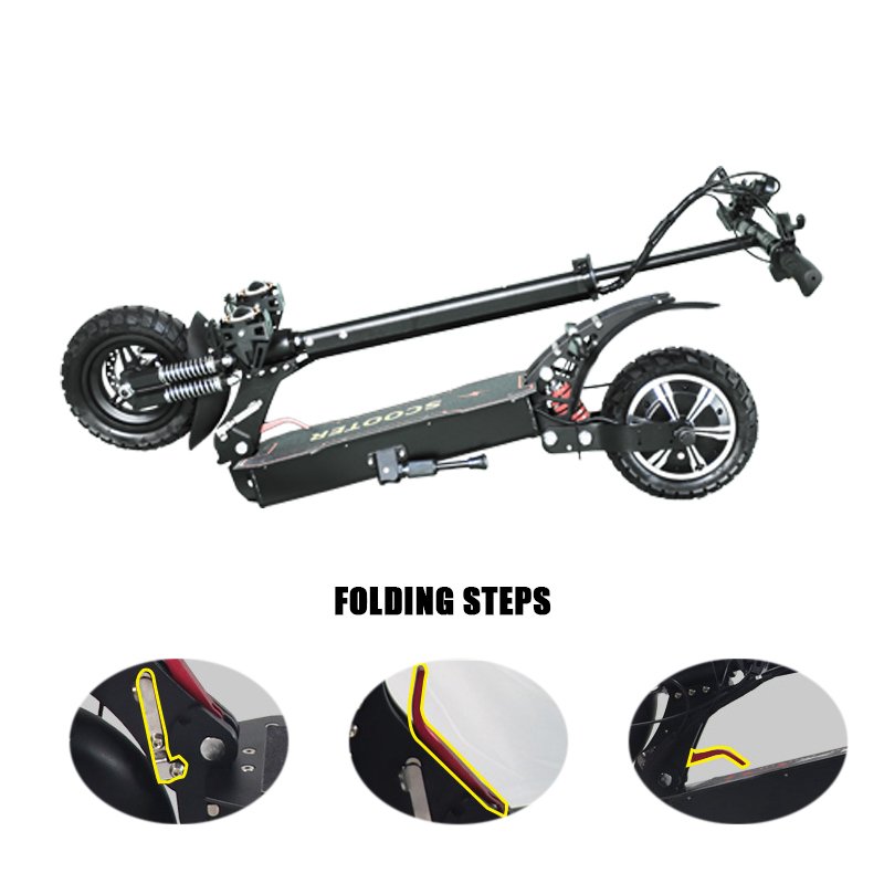 2024 europe warehouse lithium battery Folding 10 inch off-road 50km/h long range adult electric scooter with a seat