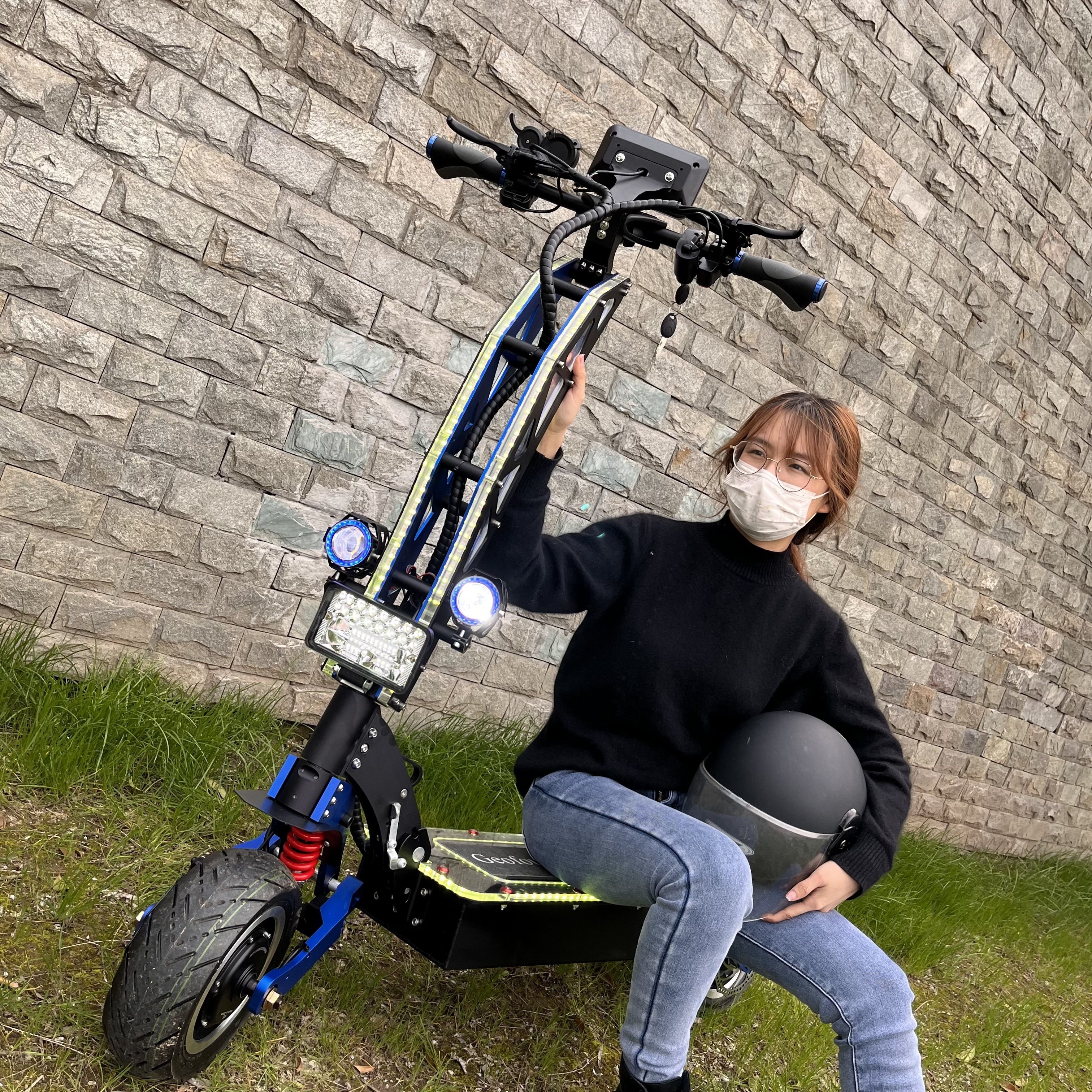 geofought 8000w 10000w 60v 72v 2 Fat Big Tire Fast monopattini Dual Motor Foldable Adult E realmax Electric Scooter With Seat