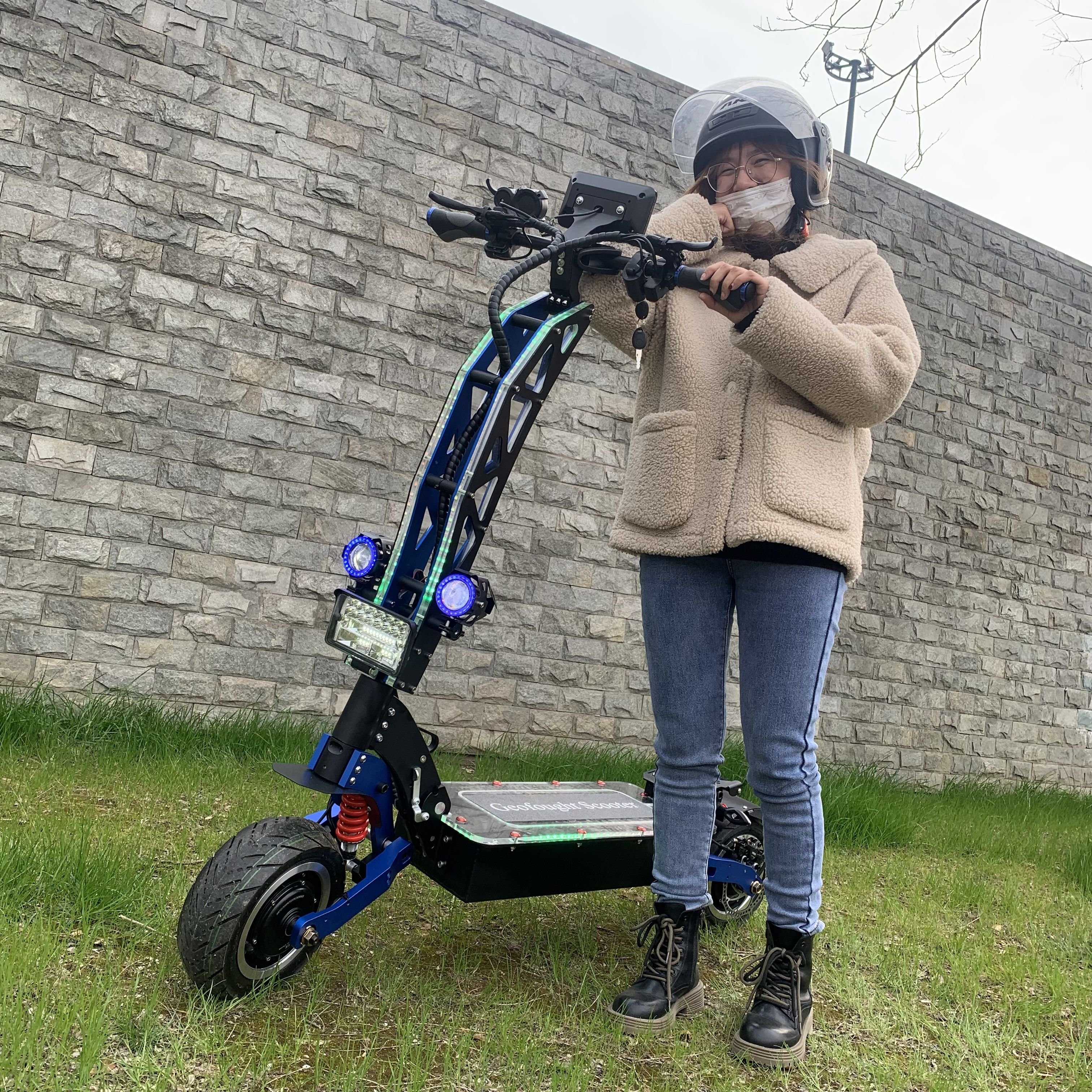 geofought 8000w 10000w 60v 72v 2 Fat Big Tire Fast monopattini Dual Motor Foldable Adult E realmax Electric Scooter With Seat