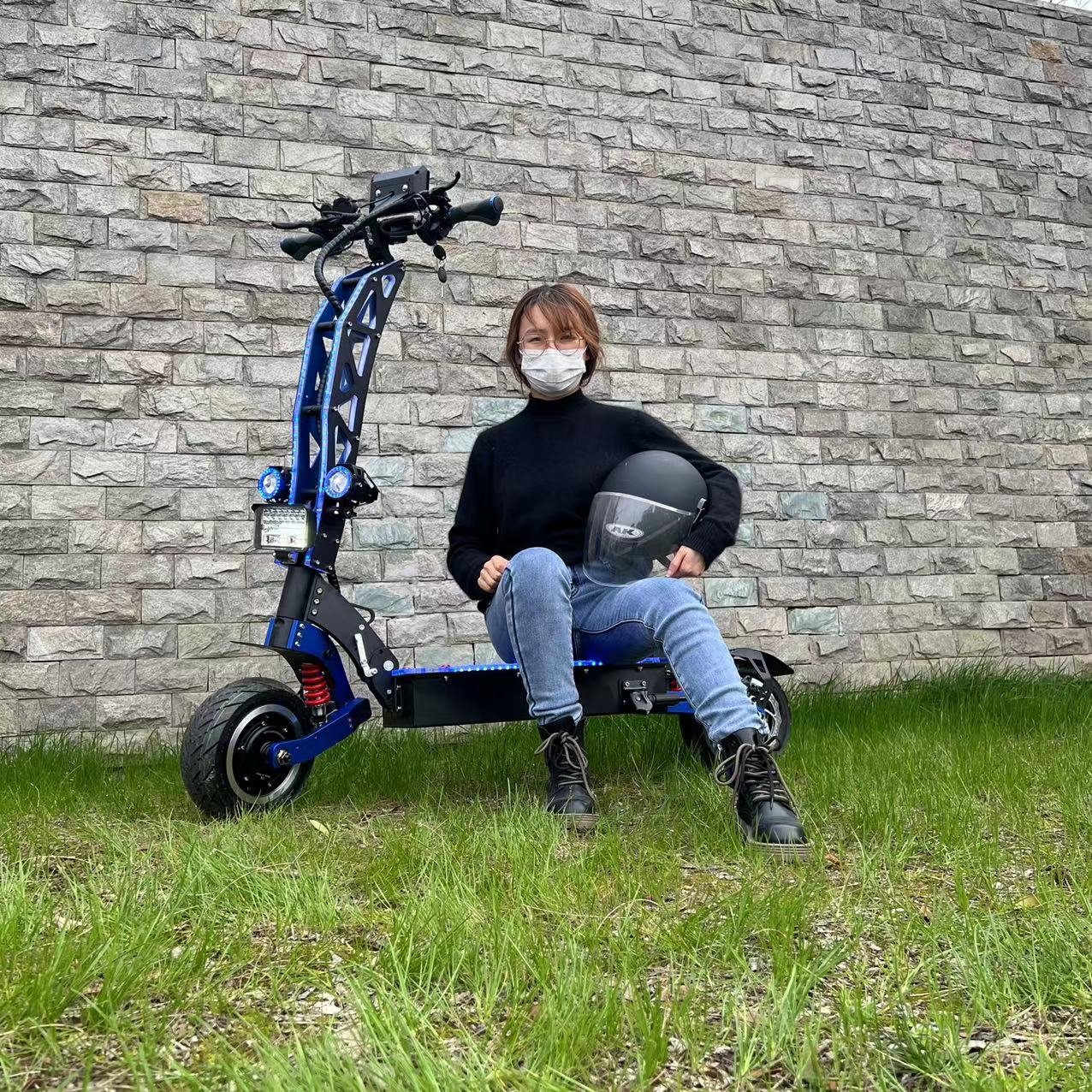 geofought 8000w 10000w 60v 72v 2 Fat Big Tire Fast monopattini Dual Motor Foldable Adult E realmax Electric Scooter With Seat