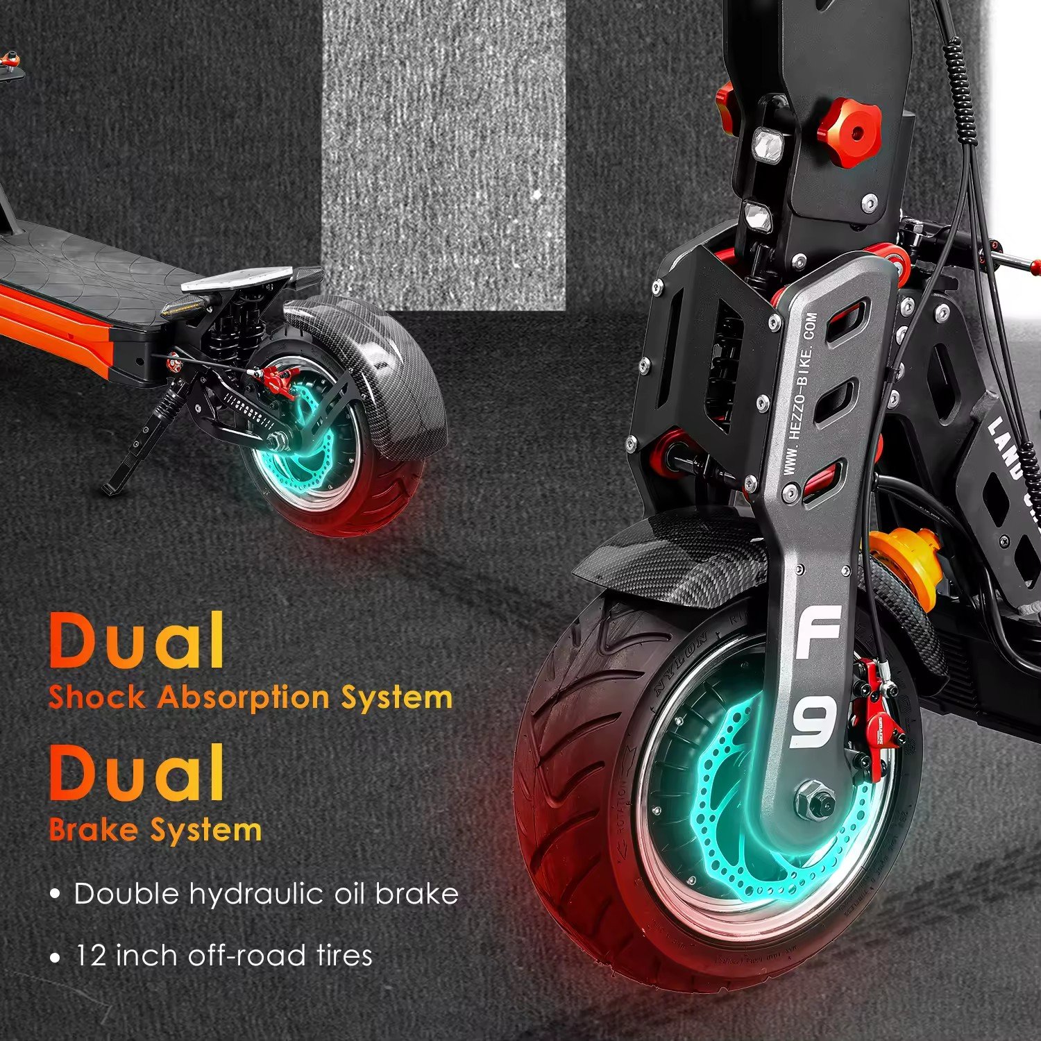 HEZZO F9 Racing E Scooter 90Km/h 60V 8000w Dual Motors Folding Electric Scooter Big Wheels NFC Display Electric Kick Scooters