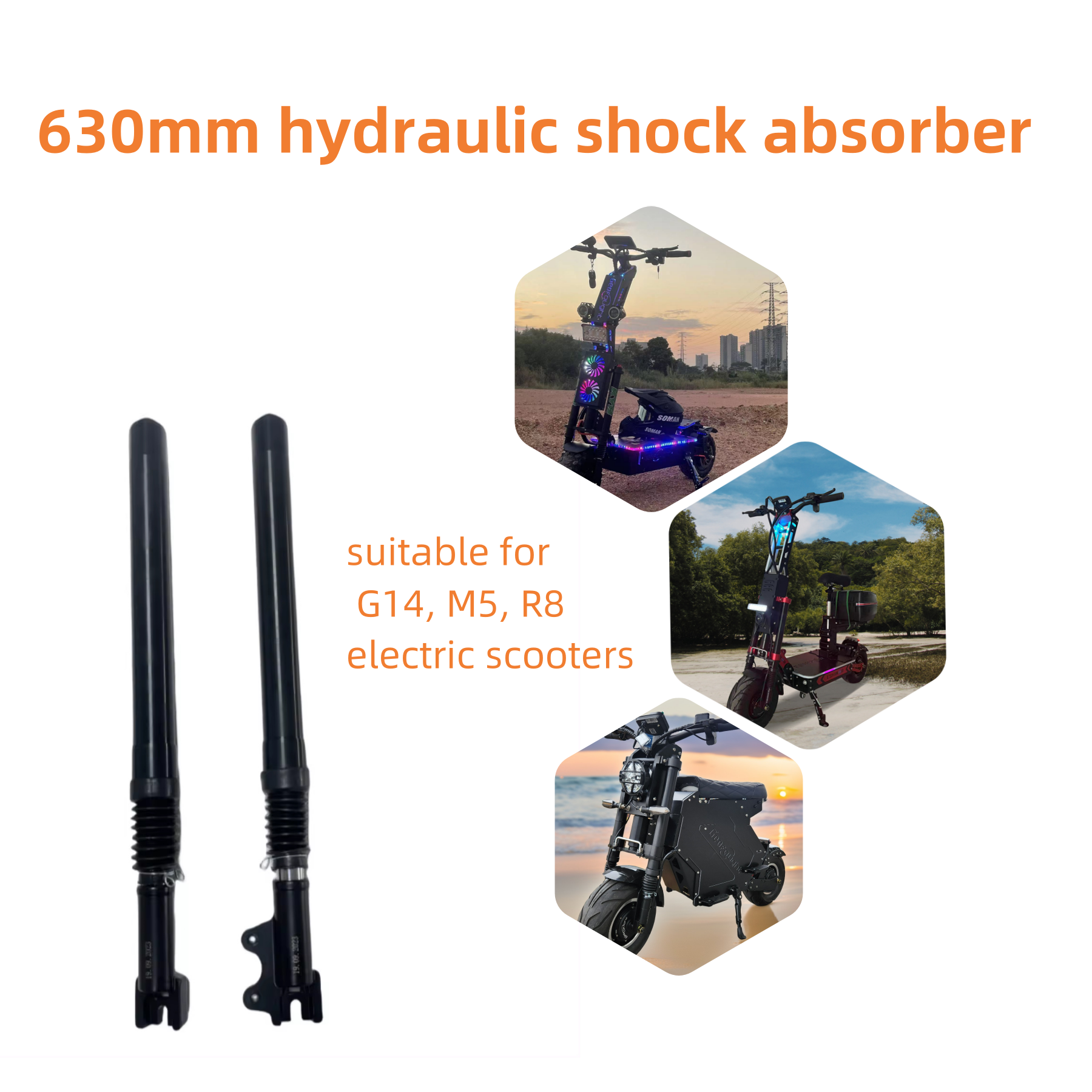 Electric scooter spare parts accessories 610mm 630mm hydraulic suspension metal part for X13 X14 M5 model