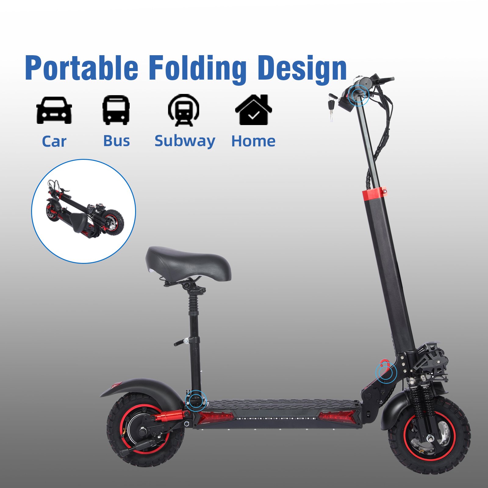 US/EU Warehouse High Safety Level 800w Powerful Electric Scooters Self-balancing 50km Long Range E-scooters 0443