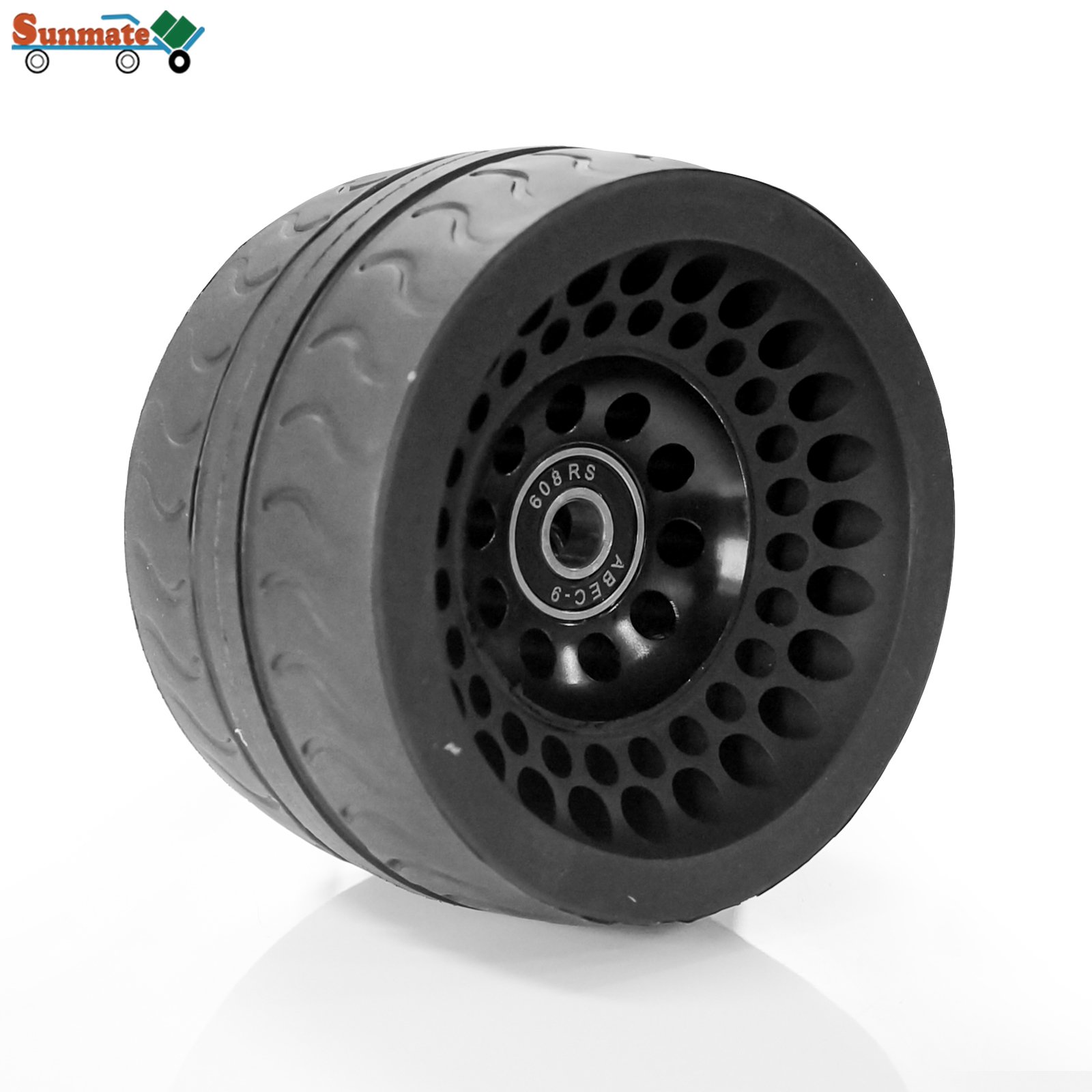 SUNMATE 80a ABEC 9 Freestyle 4-Inch Longboard Wheels Durable Rubber Plastic Aluminum for Electric & Kick Scooters Brake Function