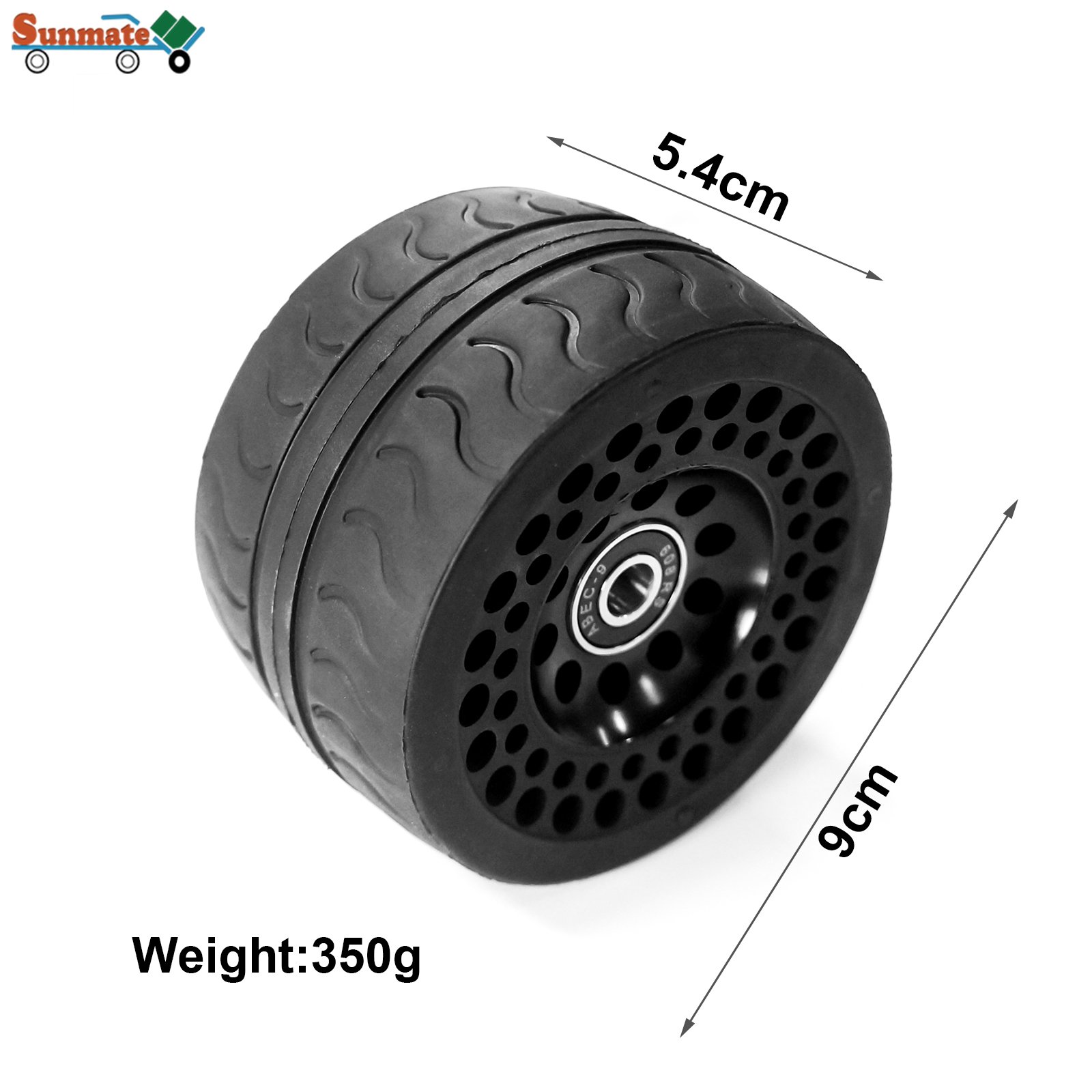 SUNMATE 80a ABEC 9 Freestyle 4-Inch Longboard Wheels Durable Rubber Plastic Aluminum for Electric & Kick Scooters Brake Function