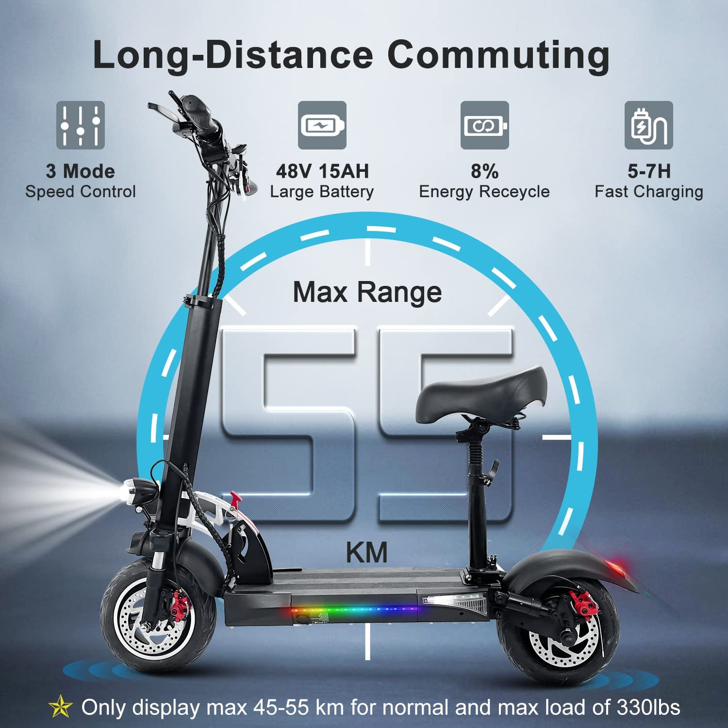 10 inch 48V 800W 15AH Electric Scooter 50KMH Up to 60KM Mileage Off Road Scooter Adults in USA EU UK Warehouse Dropshipping