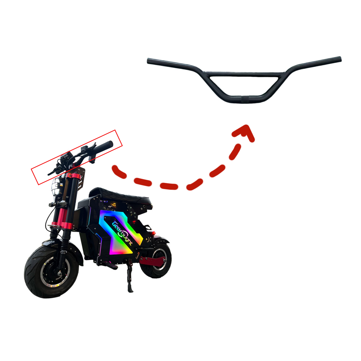 Geofought electric scooter parts and accessories 72cm length 17cm higher aluminum alloy handlebar for M5 model