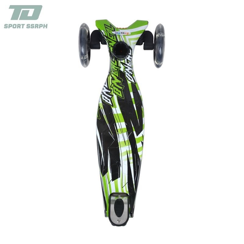 Foldable three wheel kids scooter water transfer printing 120mm PVC LED wheel Adjustable height for Children