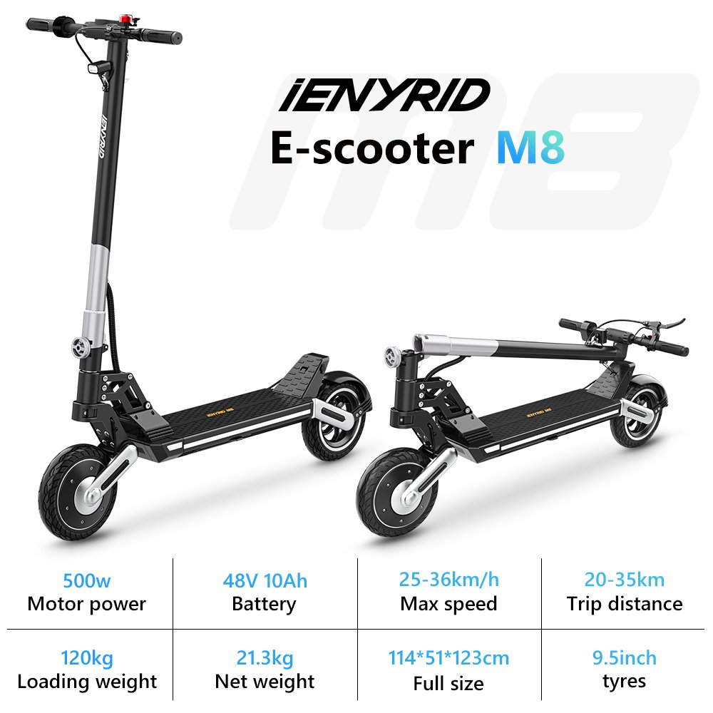 iENYRID M8 Fastest Foldable Electric Scooter 500W 10AH 36km/h Ce FCC 48V Unisex Electronic Scooter Aluminium Alloy 10 - 20ah