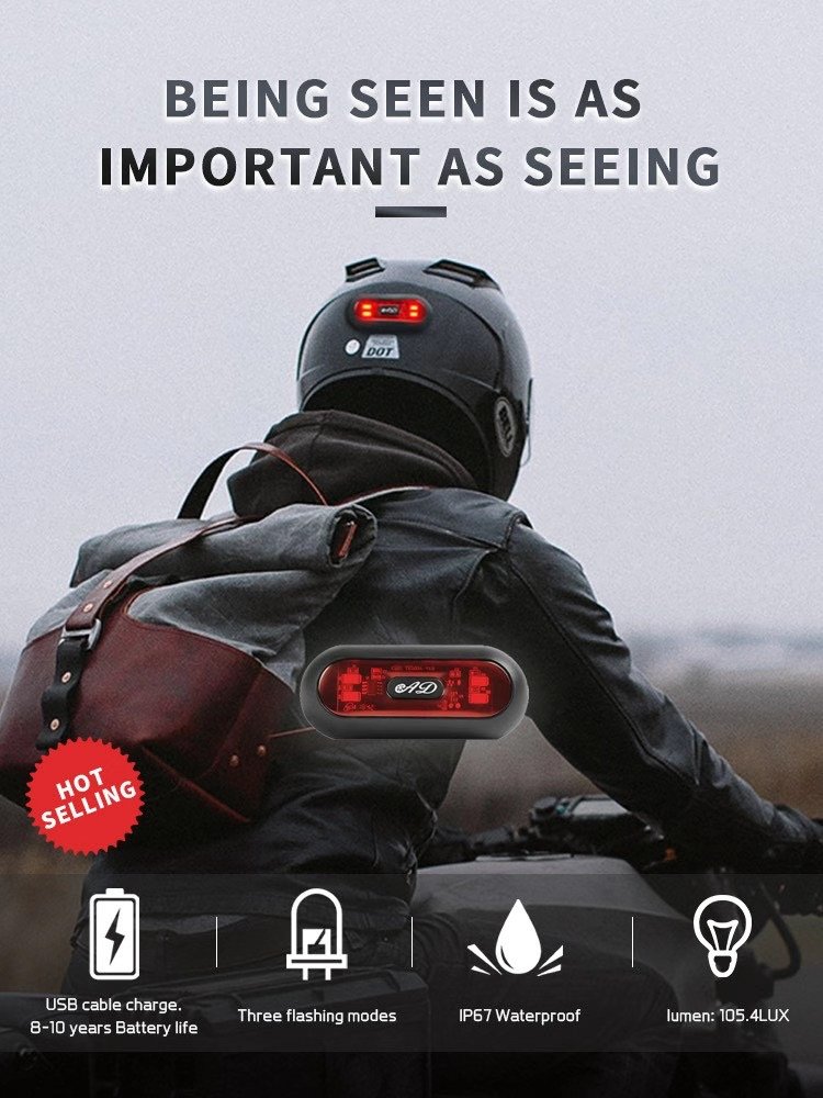 USB Charge Safety Electric scooter Led Helmet Lights Motorcycle Accessories Motorcycle Helmet Light