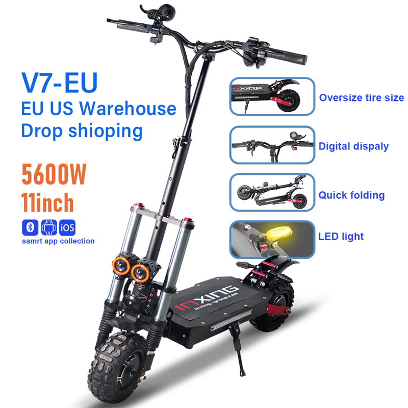 Eu warehouse Powerful Adults dual tron e scooter 100km 11inch 5600w 60v 23.4A Electric Scooter