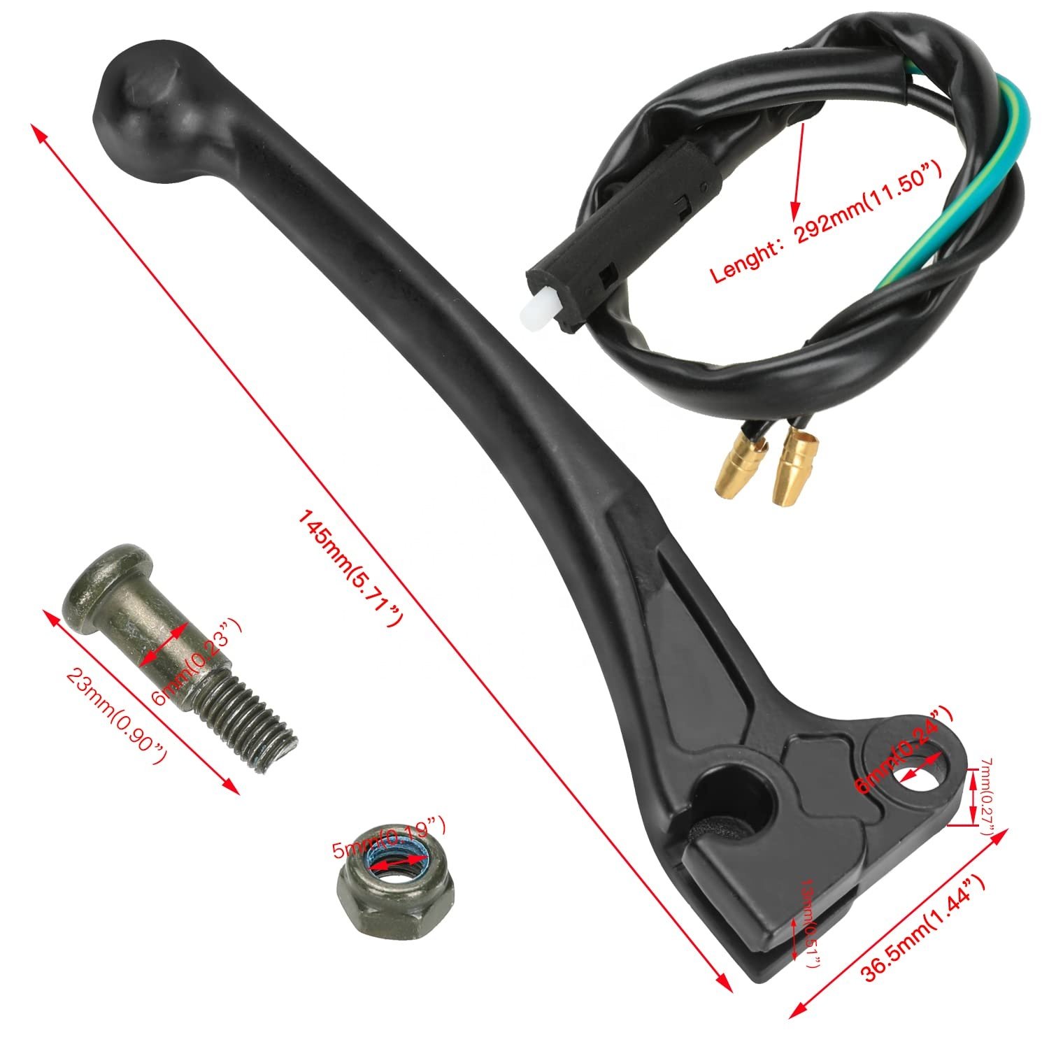 HIAORS Universal Right Left Rear Brake Lever Handle for 150cc 157QMJ SSR Roketa Jonway Scooter Moped Chinese Motorcycle Parts