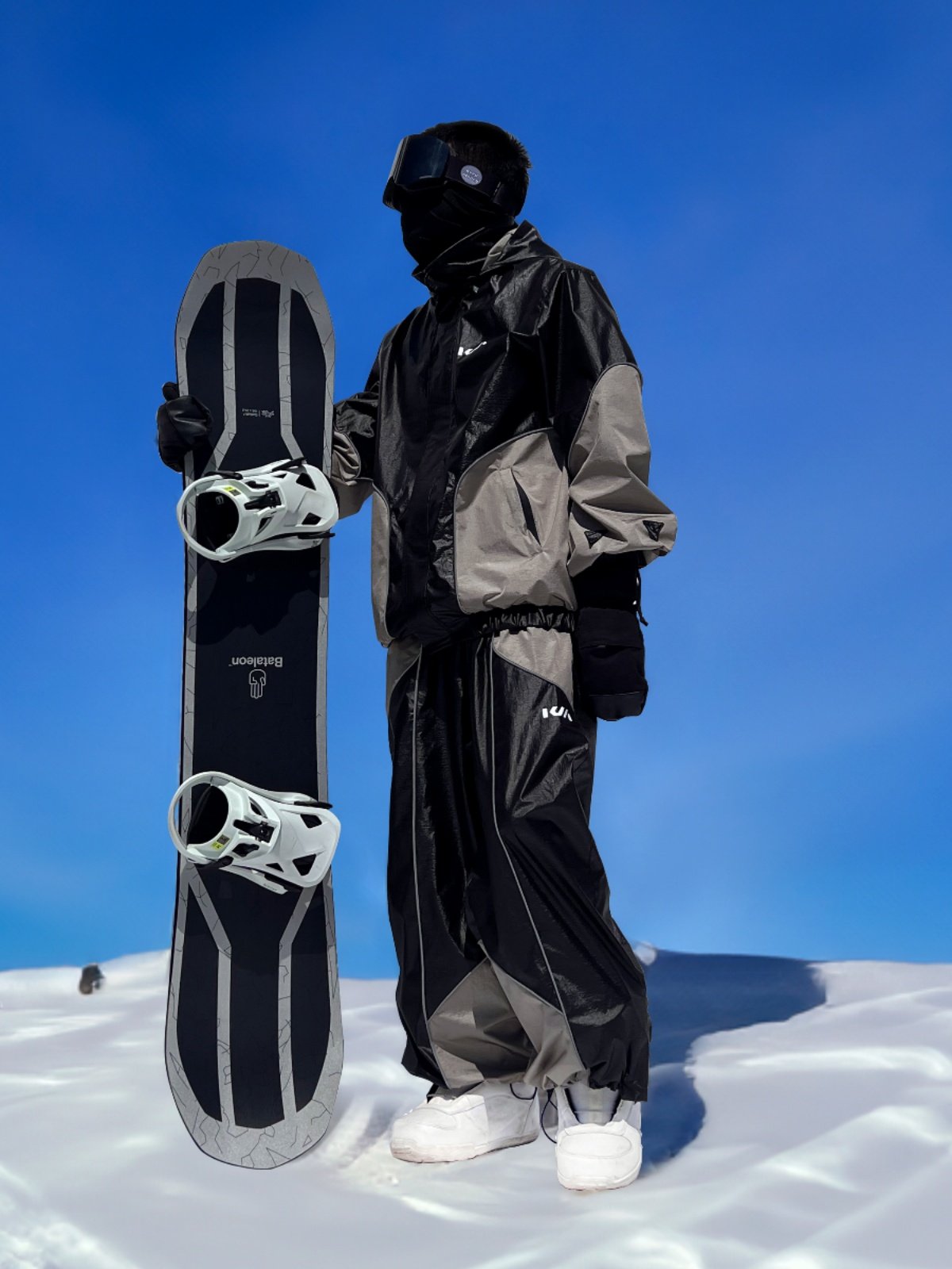 KEEPMONEY BLACK-AND-BLACK-COLOURED CAT SKI SUIT, SINGLE-SKINNED, MAN-AND-MAN-MAN, WITH THICK WATER-PROOF SKI SUIT