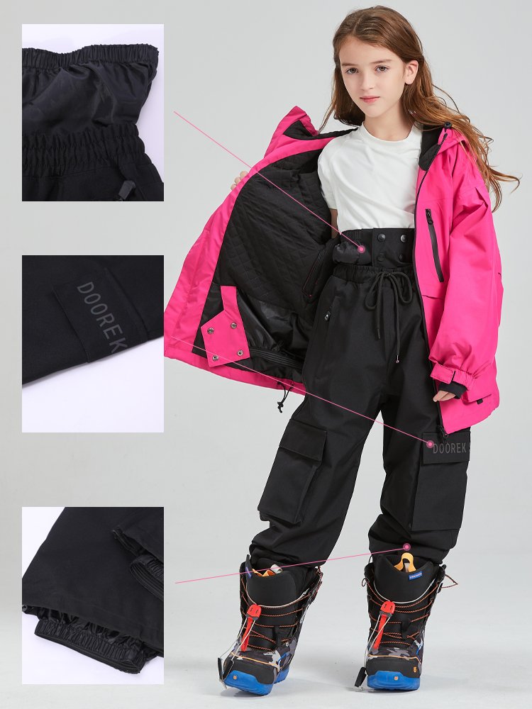 DOOREK CHILDREN'S SKI-PANTS ON A SINGLE BOARD WITH COTTON AND WARM, WATER-RESISTANT, DOUBLE-BOARDED BOYS AND GIRLS WITH SNOW-SHIELD PANTS