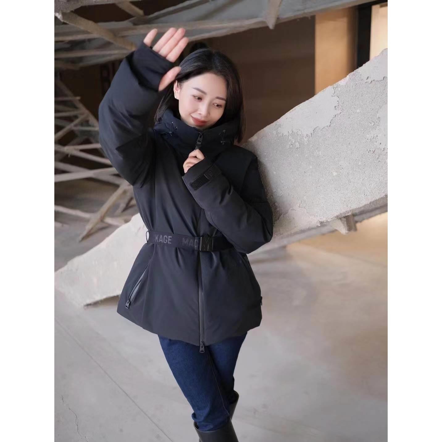 Direct mail for the real Mackage, the fall-and-winter skating line, a coat with a strong waist and a belt
