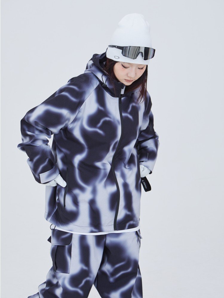 2024 new one-board ski shorts, double-skinned, wind-proof, men and women with velvet and loose ski shirts thicker