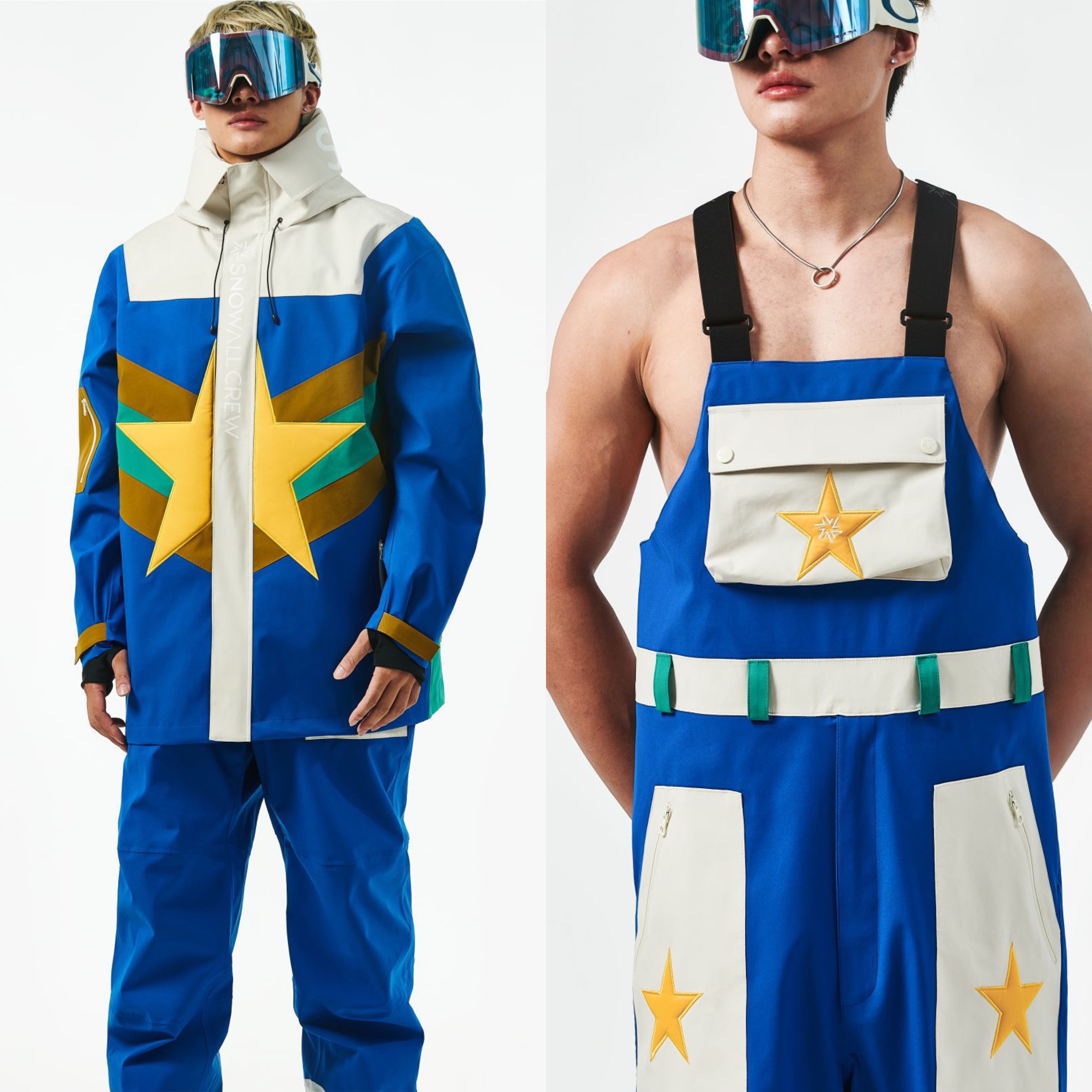 SNOWALLCREW YOUNG TRANSCENDS THE SAME PENTAGON, SINGLE-SKINNED SKI SUIT WITH WATERPROOF GEL