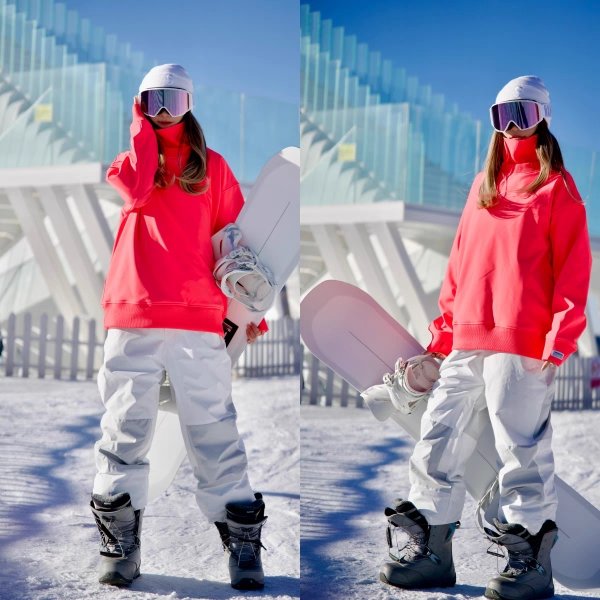 Little donkey with a white hill ski suit, a windproof, water-proof, small-scale fluorescent ski suit package