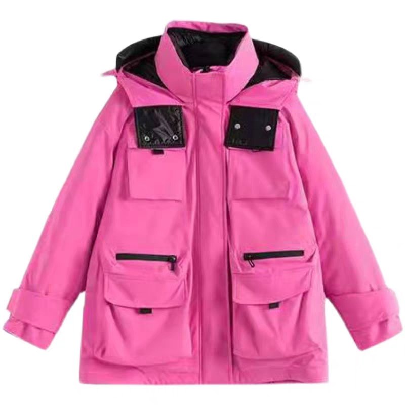 Pink workers in velvet, little girl, long waterproof, skiing velvet in the fall and winter of 2024