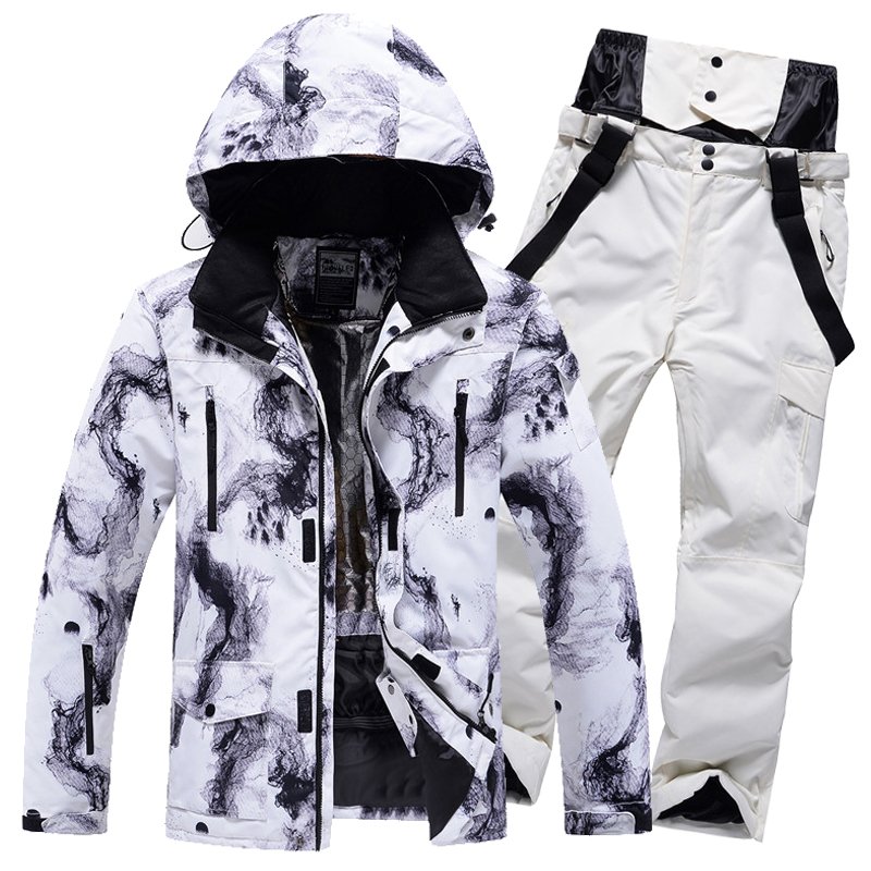 Men and women in winter ski suits are equipped with wind-proof and thick water-protected skisuits for couples