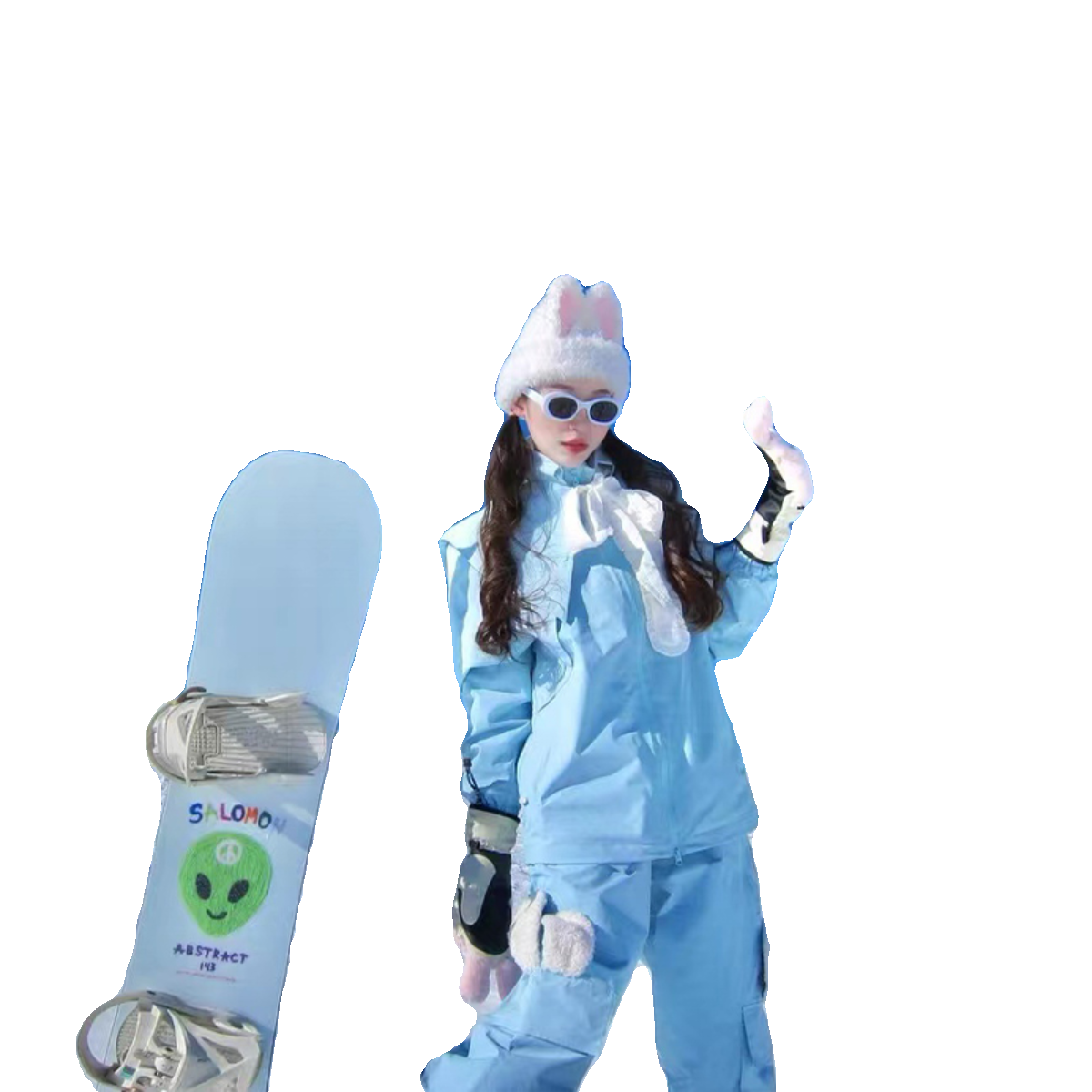 Long white hill skis lease Ren Reng Renggawa, spot rabbits' ear ski suits BC46