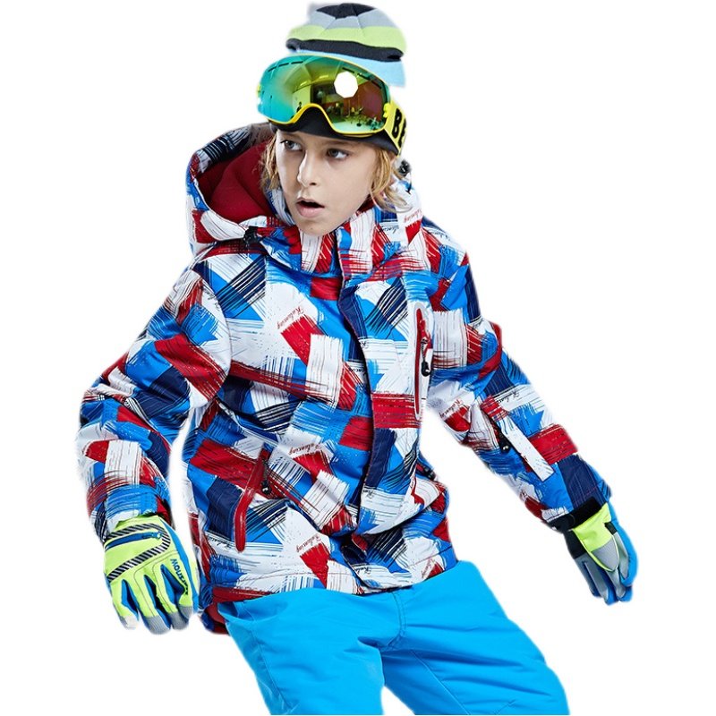 Children's skiing suit with boys and girls specializing in warmer and well-heated skiing pants in the water-protected-skinned clothing industry