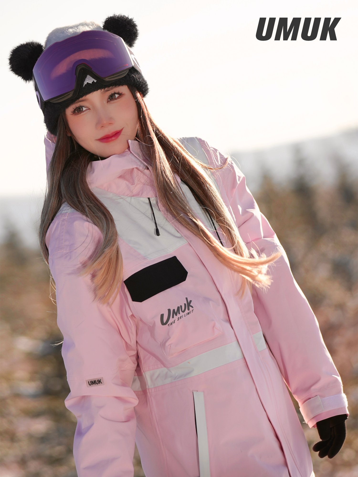 UMUK SKI SUIT, SINGLE-BOARD, MALE AND FEMALE, WIND-PROOF, DOUBLE-SKINNED SNOWPANTS WITH A WARM JACKET FOR OUTDOOR SKIING